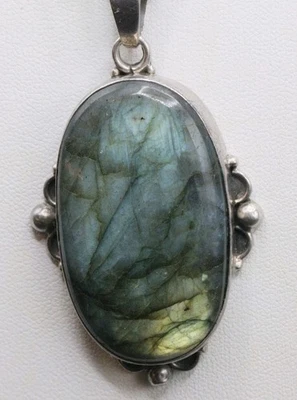 Collana Con Pendente In Argento .925 Pietra Dura, Vintage Anni 70/80 Originale  - Immagine 1 di 4