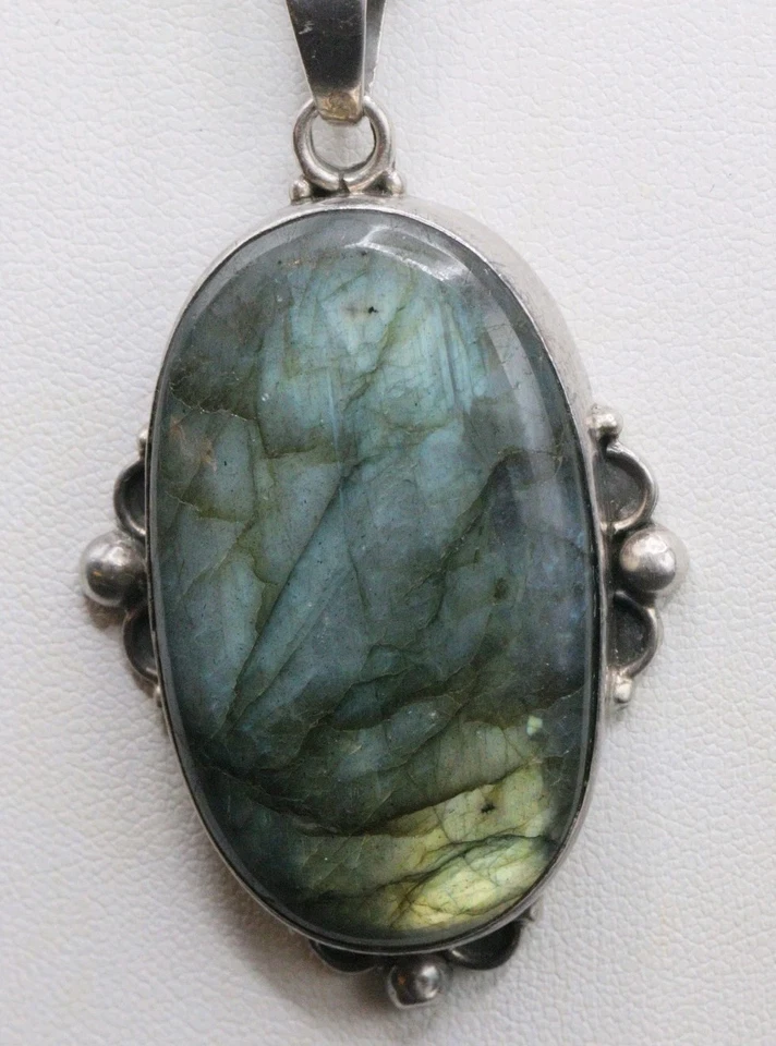 Collana Con Pendente In Argento .925 Pietra Dura, Vintage Anni 70/80 Originale  - Immagine 1 di 4