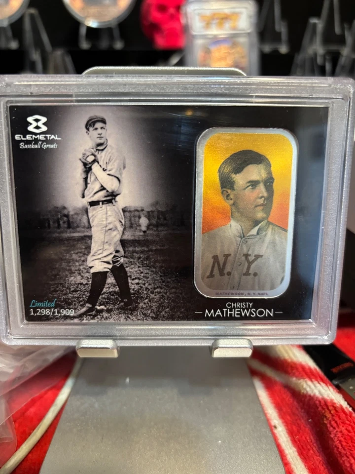 Barra de plata Christy Mathewson Elemetal T206 Baseball Greats .999 1 OZ 1298/1909 Foto 1 de 2