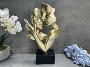 Gold Abstract Statue Silhouette Ornament Lovers Couple Embrace Wedding Gift 37cm - Picture 1 of 14