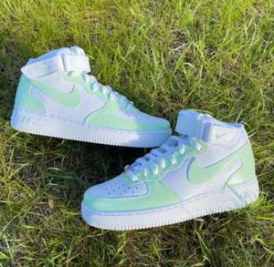 Air Force 1 Custom "Mint Green Mid" White Shoes Mens Womens Kids Sizes Sneakers - Picture 1 of 24