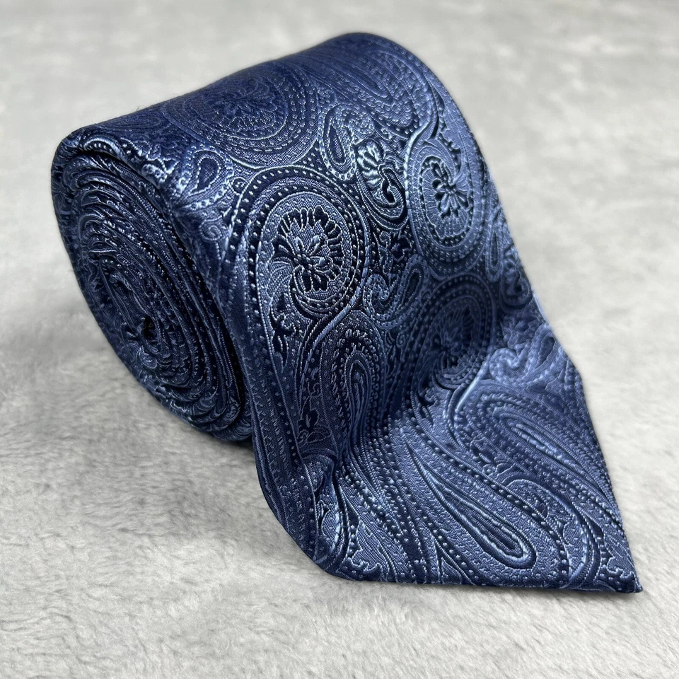 HATHAWAY Men's Blue Paisley 100% Silk Tie 60" x 3.5" - Image 1 of 4