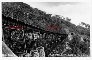 4DD426 RP anni 1900/50? SAO PAULO FERROVIA Viadotto na linha nova BRASILE - Foto 1 di 1