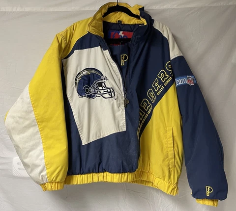 VTG Pro Player San Diego Chargers Spellout Coat Hooded Jacket Large Helmet Nfl Cover