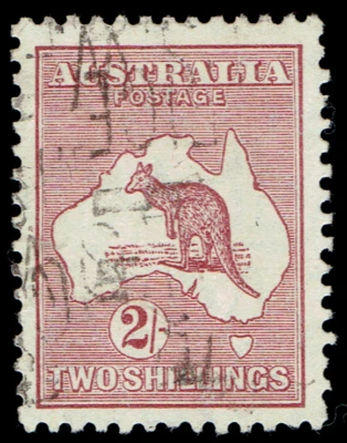 AUSTRALIA - 1929 - KANGAROO 2sh Red Brown - Sc #99 - Used VF  - CV $25 - Image 1 of 2