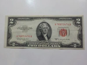 Currency Note 1953 2 Dollar Bill Paper Money Red Seal United States American - Picture 1 of 2
