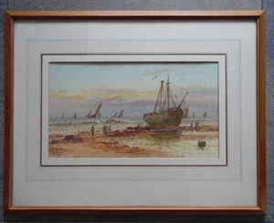 Fishing Boats at Hastings. Frank Clifford Original Antique W/colour - Picture 1 of 8