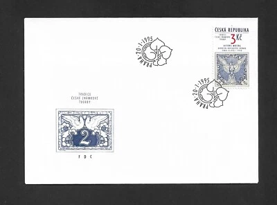 Czech Republic 1995 FDC Mi 63 Sc 2940 Alfons Mucha Falcon in flight 1918. - Image 1 of 2