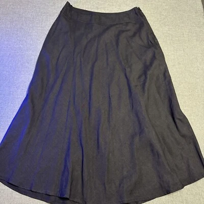Ashley Stewart Skirt Women’s 14 Black Linen Blend Long Flare Side Zip A Line 545 - Image 1 of 4