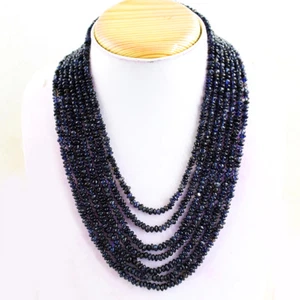 Amazing 480.00 Cts Natural 7 Strand Tanzanite Untreated Beads Necklace NK 15-MJ6 - Picture 1 of 2