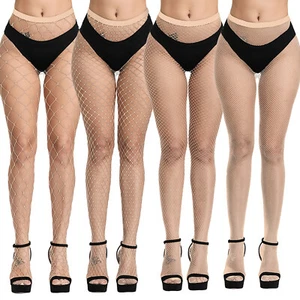 Womens Beige Nude Coloured Fishnet Tights Fine Micro Wide Whale Net - 1 Pair - Picture 1 of 23