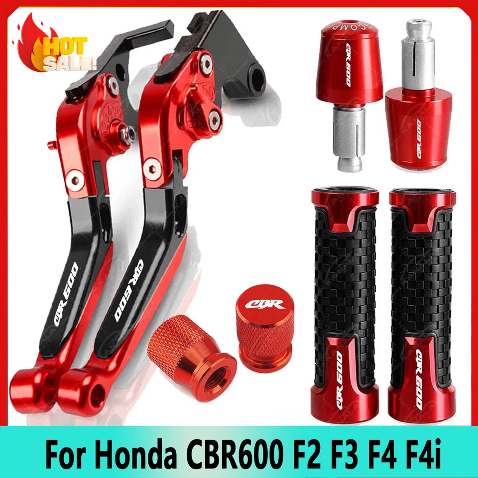 Red US Handle Grips Cap Brake Clutch Levers Set For Honda CBR600 F2 F3 F4 F4i Foto 1 de 1