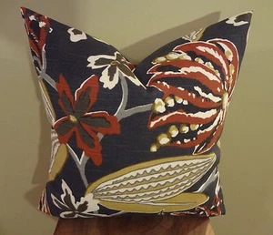 Decorative Pillow Cover Chocolate Fruit Floral Pattern Mustard Brown Gray White - Picture 1 of 8