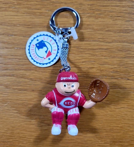 Cincinnati Reds Vintage Keychain Rubber Lil' Sports Brat MLB Baseball Key Ring Cover