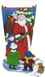 Needlepoint Handpainted Lee Christmas Stocking Santa's Got Candy 23" - Picture 1 of 4