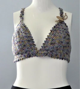 New Handmade Crochet Purple Size 32 (M) Bra Beachwear Crop Top  - Picture 1 of 3