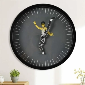 9.84" Bruce Lee Kung Fu Wall Clock Silent Movement Chinese Kung Fu Clock Gift - Picture 1 of 6