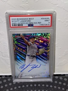 2023 Bowman’s Best Wyatt Langford Rookie Auto /25 Shellacked Mini Diamond PSA 9 - Picture 1 of 2