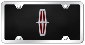Lincoln Red 3D Emblem Black Acrylic Kit License Plate Frame Official Licensed - Imagen 1 de 2