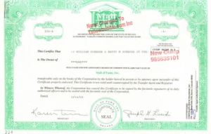 Mall of Fame Famous Internet Mall YellowBubble.com internet stock certificate - Picture 1 of 1