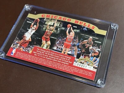 Tarjeta LE #1 ORIGINAL Upper Deck 95-96 Chicago Bulls 70 Victory Season 00001/7.096 Foto 1 de 4