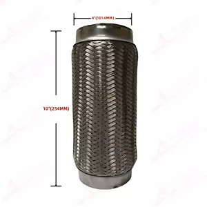 Exhaust Flex Pipe 4" ID x 10" OL Double Braided Stainless Steel Coupling US SHIP - Foto 1 di 3