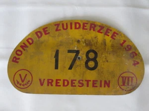 1964 Rond de Zuiderzee Rally Rallye Participant Plate #178 - Vredestein  - Picture 1 of 7