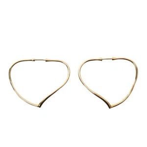 Auth Tiffany&Co. Rare Earrings Open Heart Large Hoop 18K 750 Yellow Gold Fast/S - Picture 1 of 7