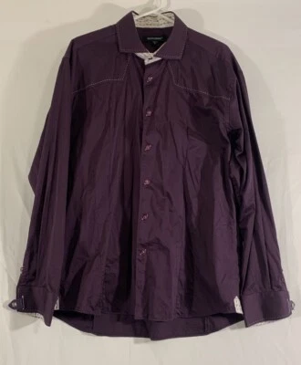 Bogosse Shaped Fit Italian Sport Dress Shirt Men’s 6 XXL Royal Purple Flip Cuff - Image 1 of 4