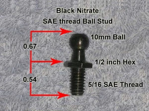 10MM Ball Nitro-Prop Spring Strut Stud Mount Pin Bolt 5/16 SAE Shaft 1/2" Long - Picture 1 of 4