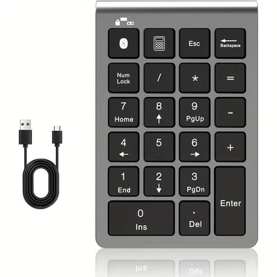 Sturdy Ergonomic Plug-And-Play 2-in-1 Wireless & Wired 10-Key USB Numeric Keypad - Image 1 of 4
