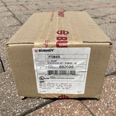 BURNDY FT3B4/0 Power Distribution Block  FT3B 4/0 New In Box - Image 1 of 4