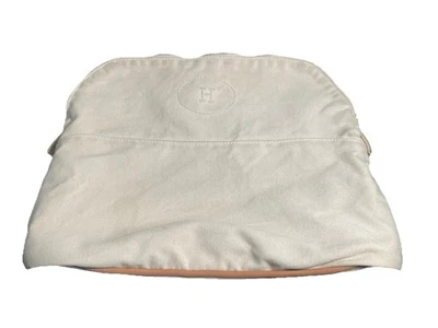 HERMES Bolso Bólido Lona Cuero Detalles H Blanco 💯 Auténtico Foto 1 de 4