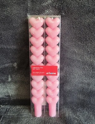 New 2-pack of pink heart-shaped taper candles designed for Valentine's Day 10' - Image 1 of 4