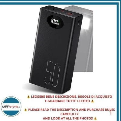 Power Bank 50000mAh  Caricatore Portatile 22,5 W 5 Uscite e 2 Ingressi - Nero - Immagine 1 di 4