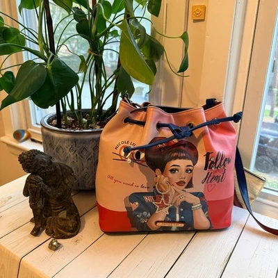 Nicole Lee | Multicolor Artistic Crossbody Bucket Bag with 3-D Embellishments - Image 1 of 4