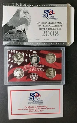 2008 United States Mint 50 State Quarters Silver Proof Set - Image 1 of 3