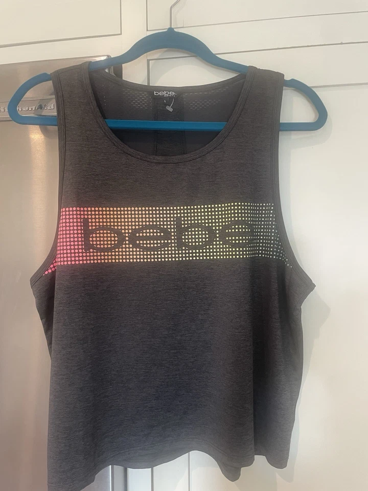 Camiseta sin mangas Bebe Sport talla L gris con logotipo de color poliéster spandex nueva sin etiquetas Foto 1 de 4