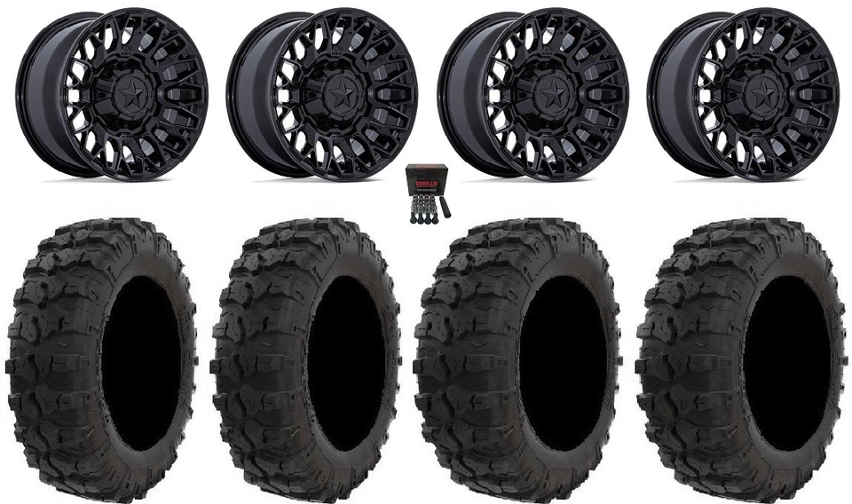 MSA Clubber 14" Wheels Black 26" Dual Threat Tires Sportsman 550 850 1000 - Image 1 of 4