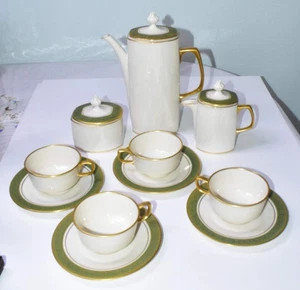 Coffee Pot w/Creamer & Sugar & 4 Cup Sets Franciscan Masterpiece China Anq Green - Picture 1 of 7