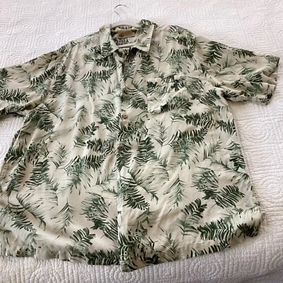 Camisa Hawaiana Casual Clásica de Lord & Taylor Para Hombre Talla 2XL 100% Seda Verde Palma Foto 1 de 4