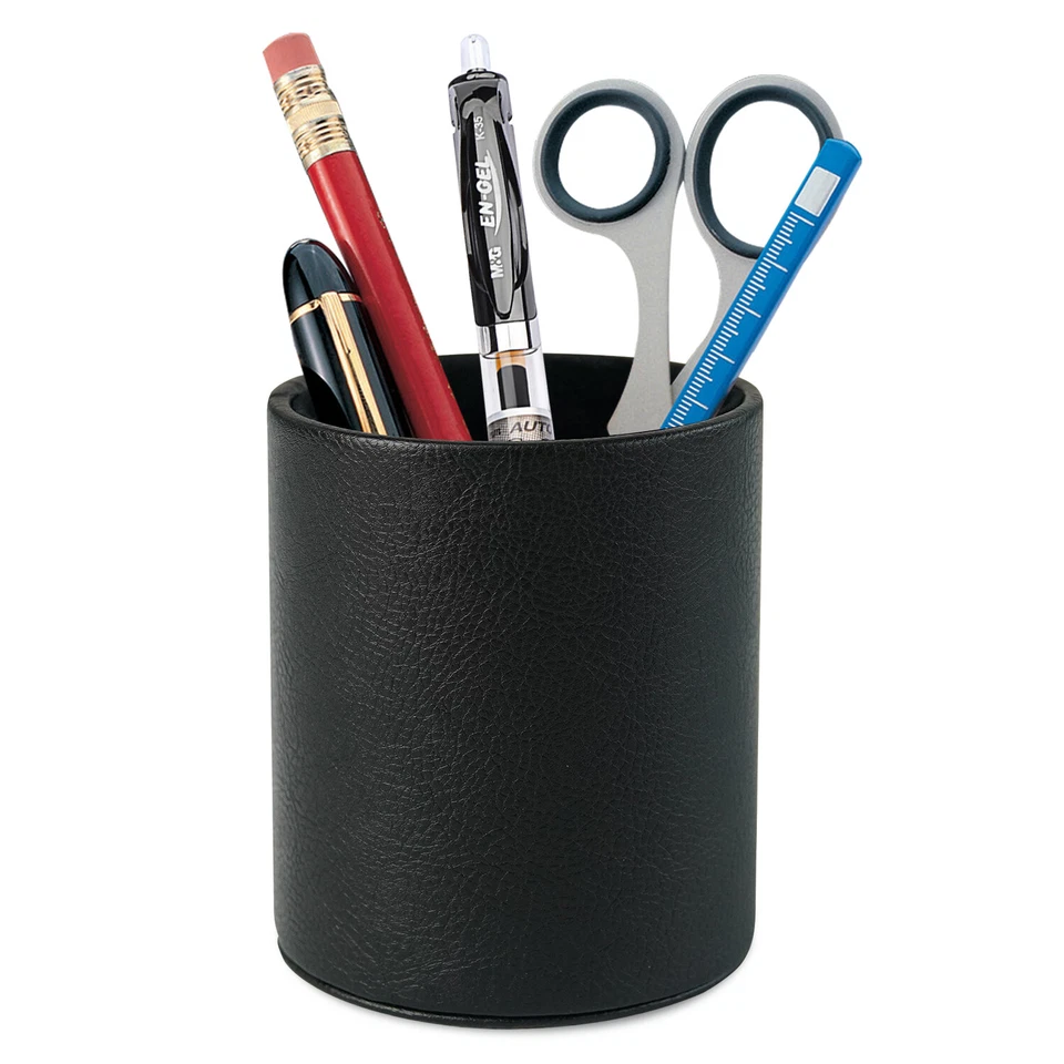 Leather+Hard PVC Desk Pen Pencil Pot Office Cosmetic Organizer Container - Изображение 1 из 4