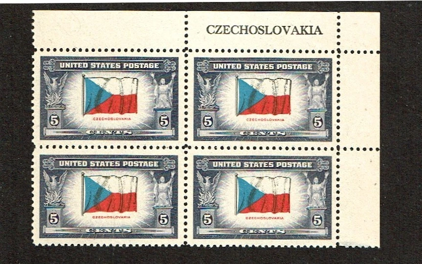 1943-4 U.S Commem OVERRUN COUNTRIES 5c CZECHOSLOVAKIA  Sc#909-21 M/NH/OG GEM! - Image 1 of 1