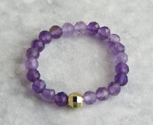Amethyst Gemstone Stretchy Ring, Healing Ring, Relieves Stress And Anxiety - Picture 1 of 8