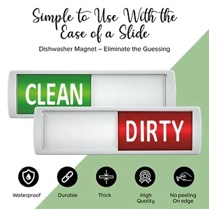Clean Dirty dishwasher Magnet With double-sided Stickers - Green & Red Metallic - Picture 1 of 6