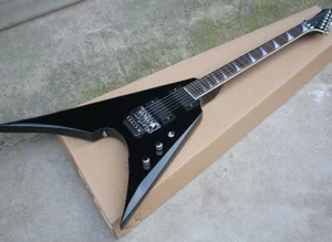 Black Colors V Shaped Electric Guitar with Pickups,Rosewood Fretboard,Floyd Rose - Picture 1 of 4