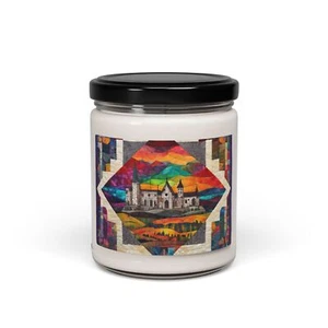 Folk Art Candle, Quilting Village 9oz, Home Fragrance Gift, Hand-Poured Soy - Picture 1 of 41