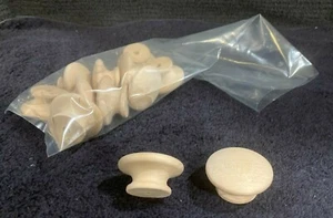 BAG OF 12 Wood 1.5" Birch Round Unfinished Knob with Metal Insert for Screw  - Picture 1 of 2
