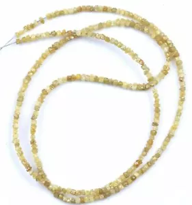 16"Inc Yellow Raw Cube Diamond Beads Strand 1.5 To 2.0mm Rough Box Diamond Beads - Picture 1 of 11