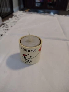 Rare Vintage PEANUTS SNOOPY I LOVE YOU Votive Candle & Holder 1958 LOVE LIGHTS - Picture 1 of 6